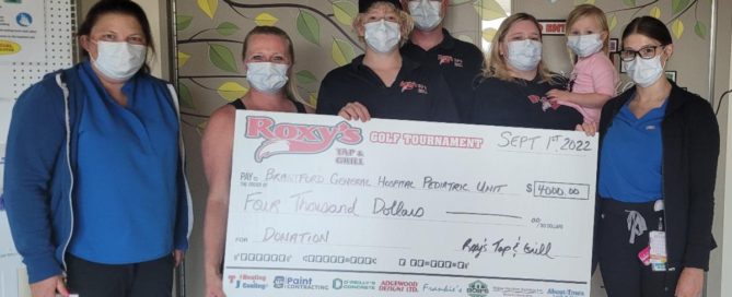 Pictured from left to right, Taryn Smith (Pediatric RN) , Lisa Bate, Ashton Stefan, Barrie Porter, Alexis Stefan, Alia Porter and Haley Forbes (Pediatric RN).